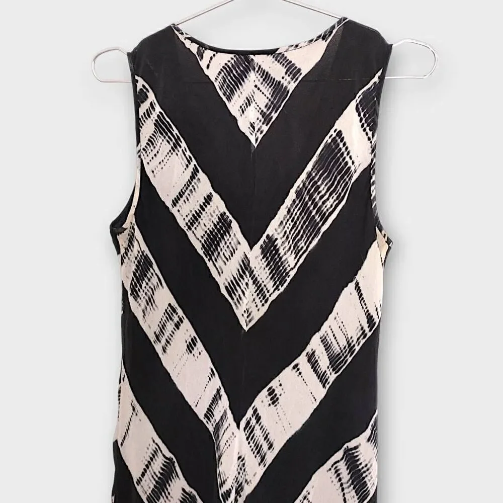 Jones NY Womens Dress Sz 10 Silk Black White Stripes Sleeveless Dressy Classicor